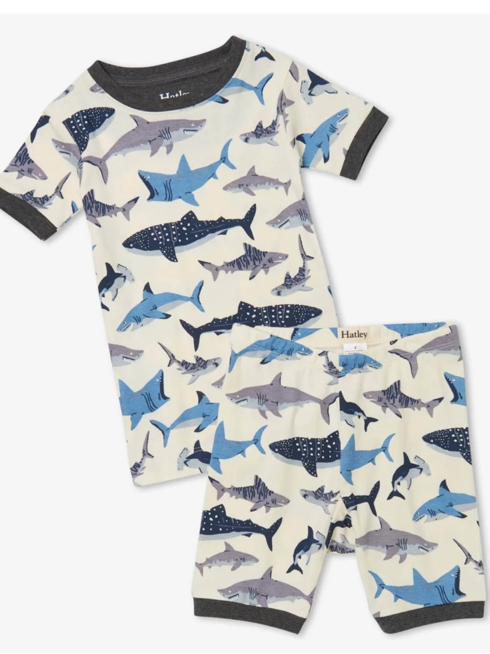 Hatley Sharks School Short Pajama Set, Size 7